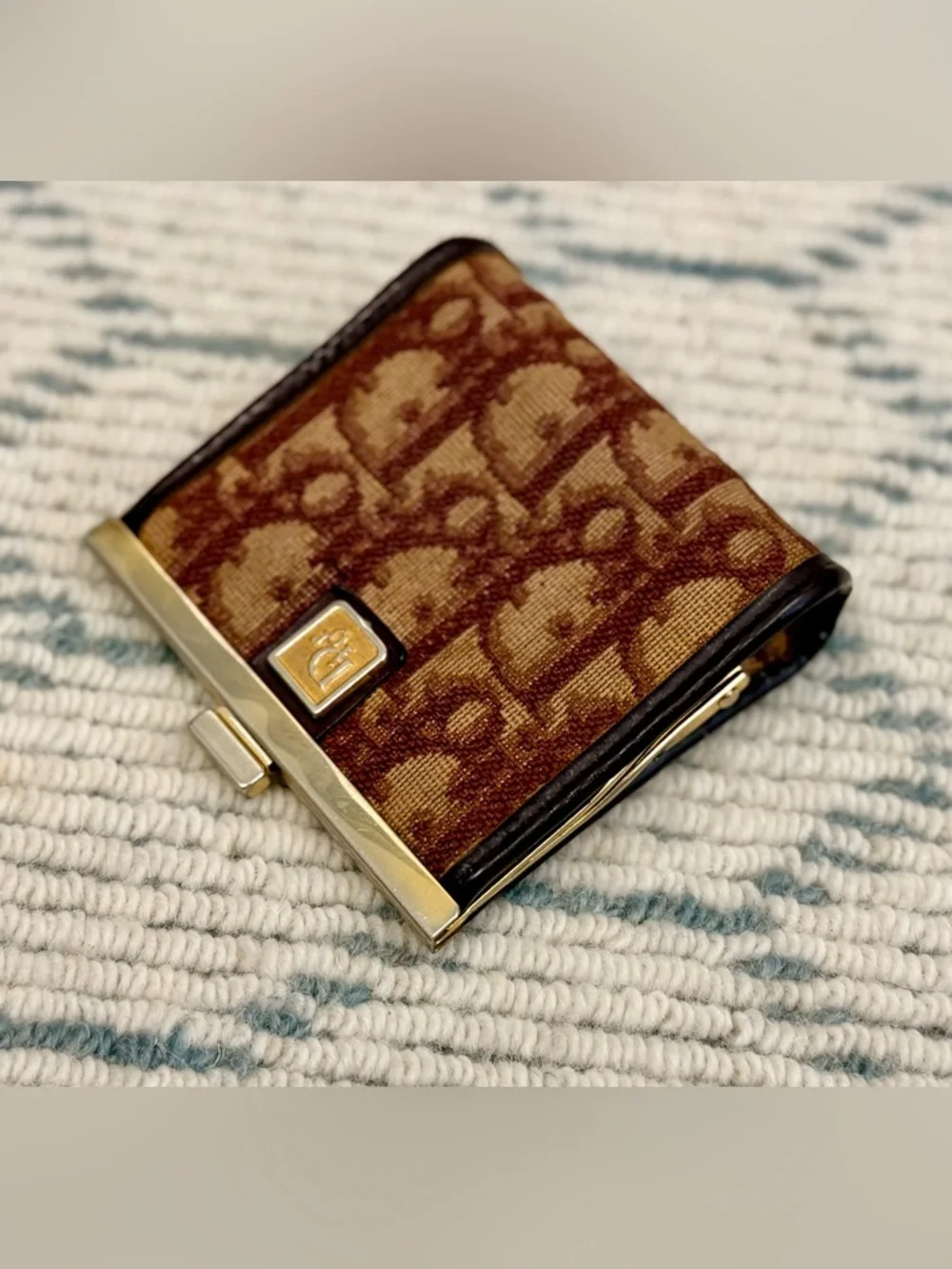 DIOR Vintage 70’s Classic Burgundy Trotter Monogram Canvas Leather Coin Purse